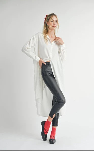 Spencer Long Button Down Shirt - Ivory