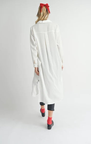 Spencer Long Button Down Shirt - Ivory