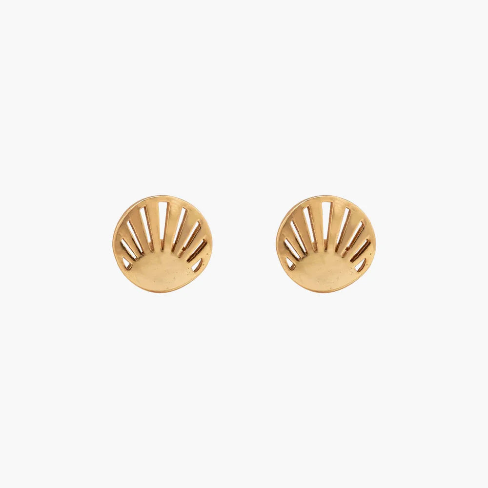 Pura Vida Cutout Sunburst Stud Earrings, Gold |  Handmade Costa Rica