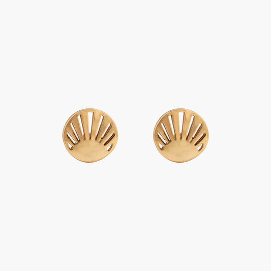 Pura Vida Cutout Sunburst Stud Earrings, Gold |  Handmade Costa Rica