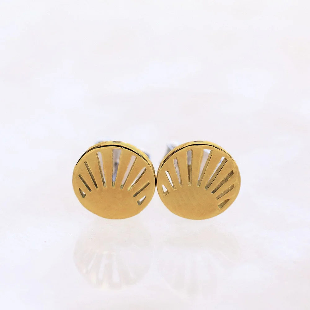 Pura Vida Cutout Sunburst Stud Earrings, Gold |  Handmade Costa Rica