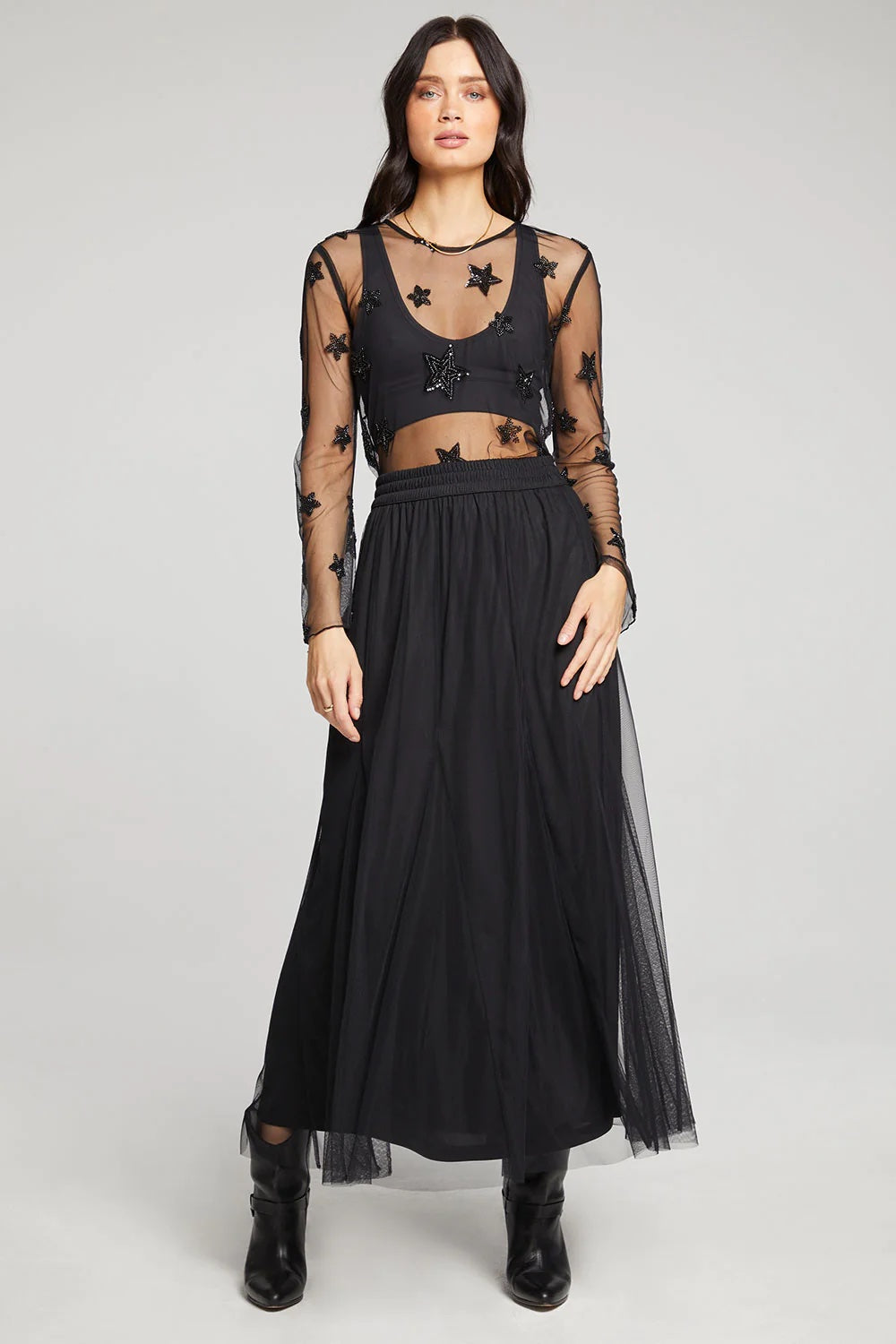 Saltwater Luxe Damon Maxi Skirt, Black | Designed in the USA