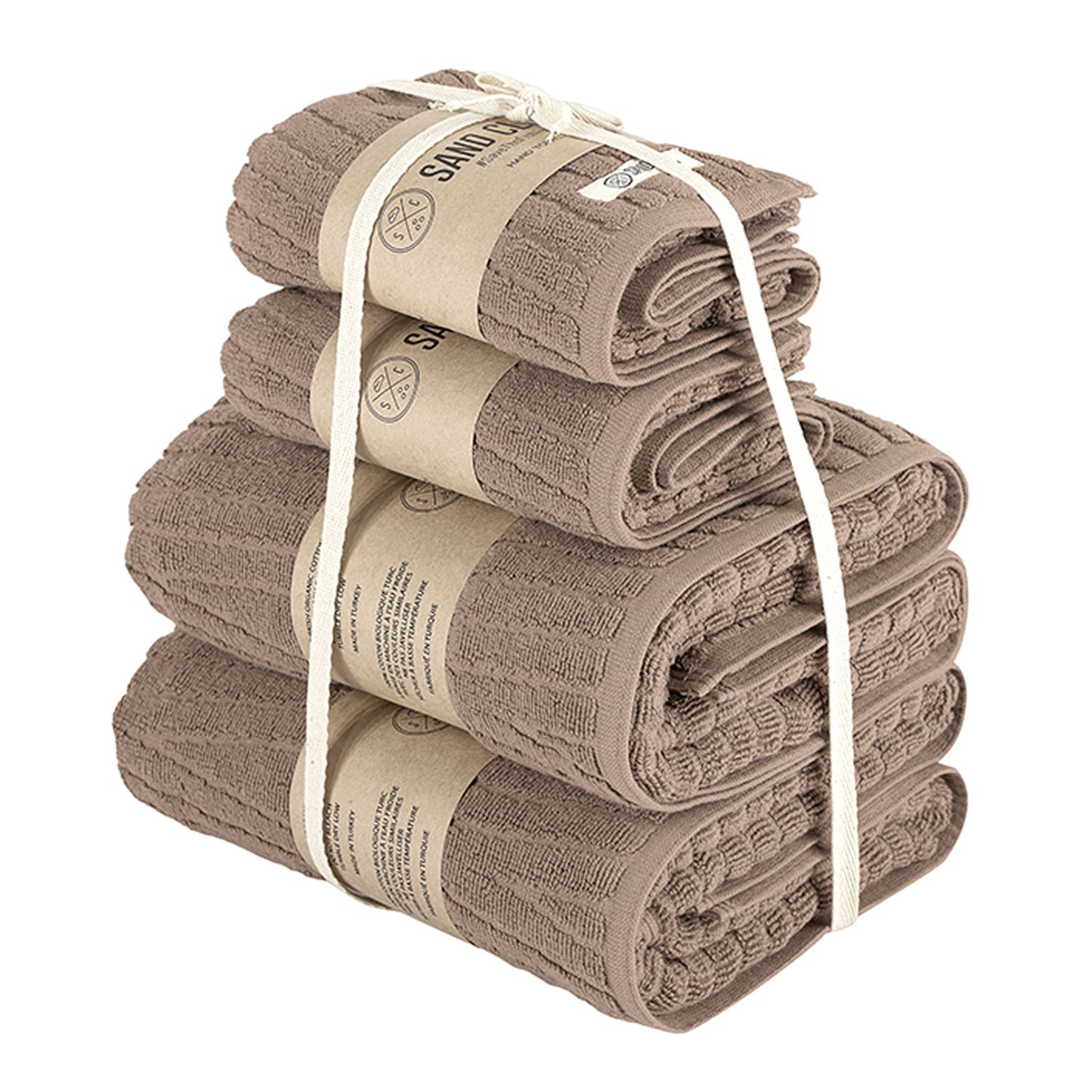 Sand Cloud Chevron Towels | 2 sizes, Hand and Bath, Taupe