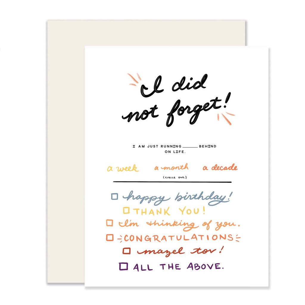 Slightly Stationary Just Because Card | Did Not Forget