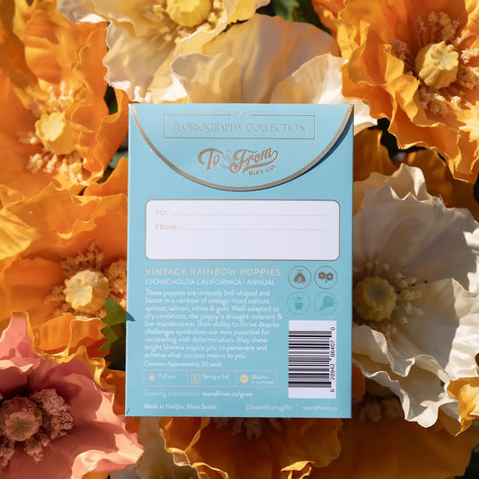 To & From Gift Co. Seed Packet | Vintage Rainbow Poppies, Made in Canada