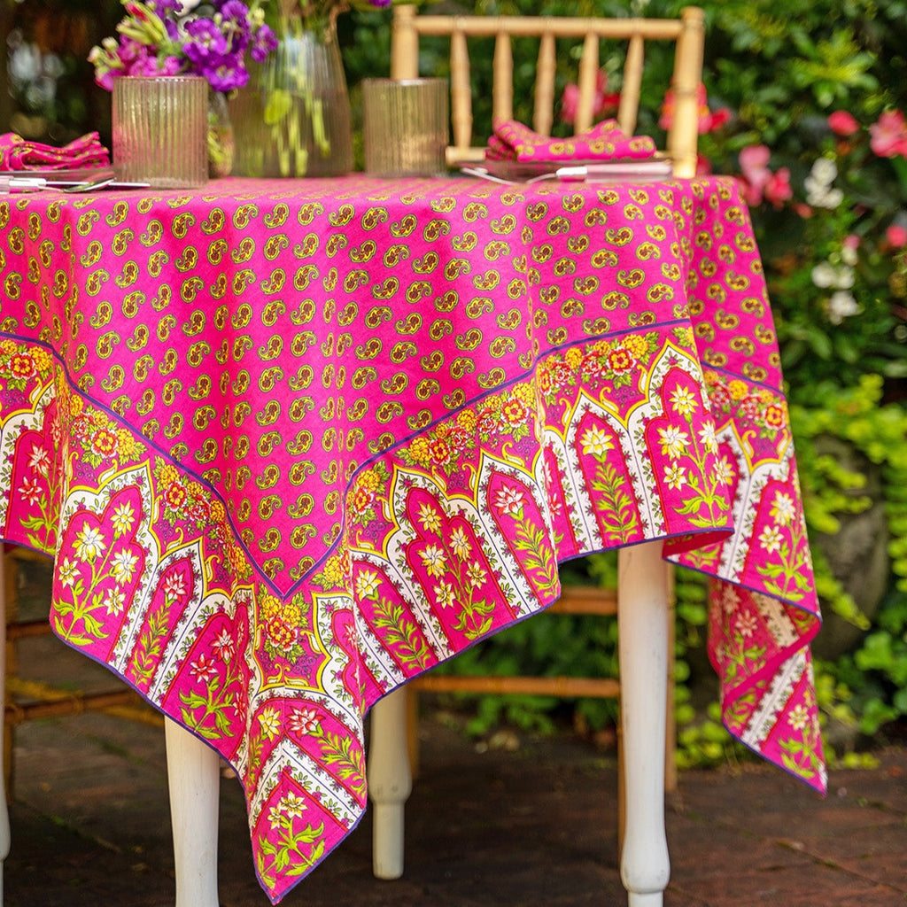 April Cornell - Cotton Tablecloth - Jamavar Magenta