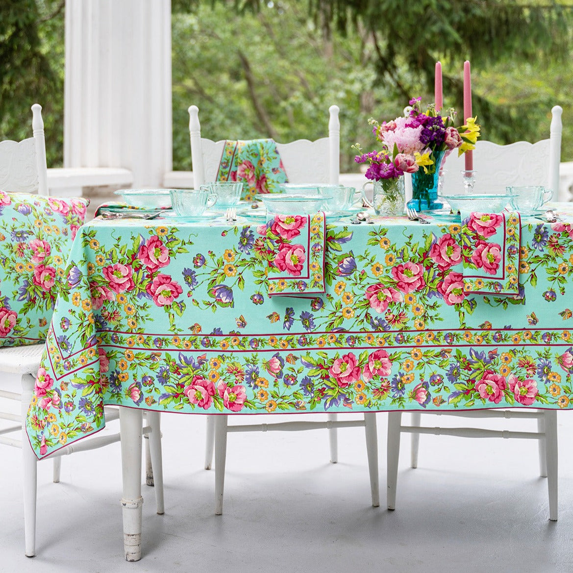 April Cornell - Cotton Tablecloth - Penny's Patio Aqua