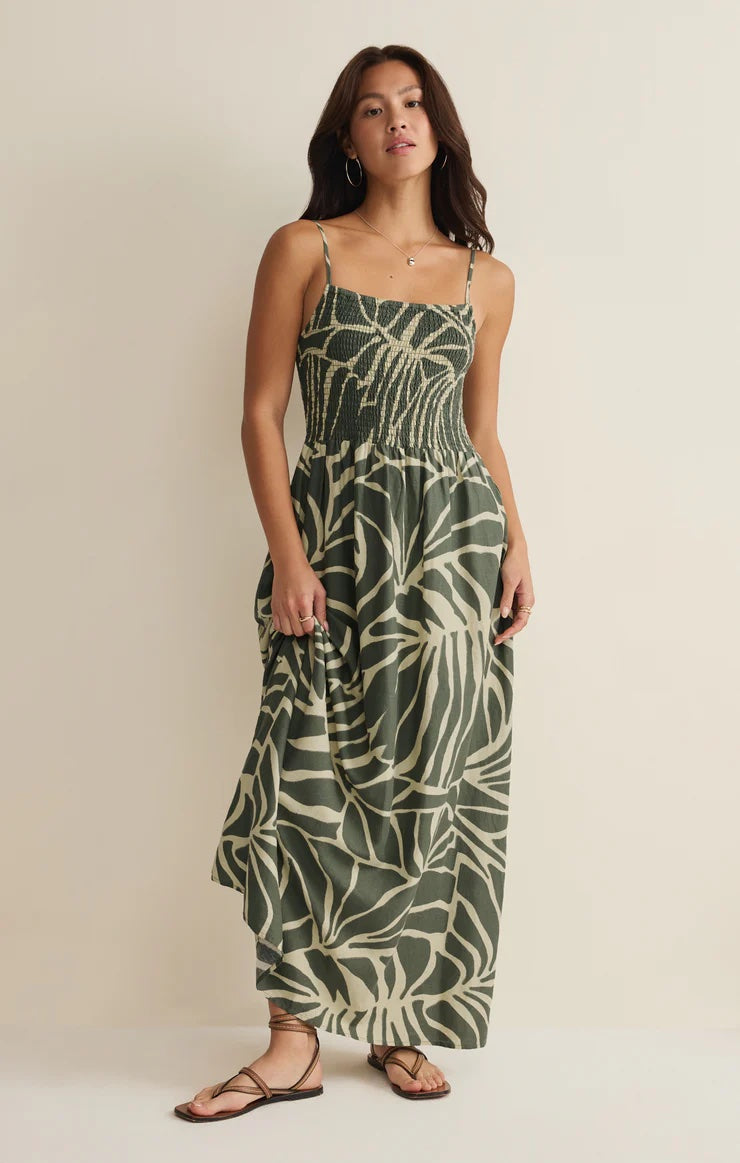 Bayside Tova Linen Dress - Tea Leaf