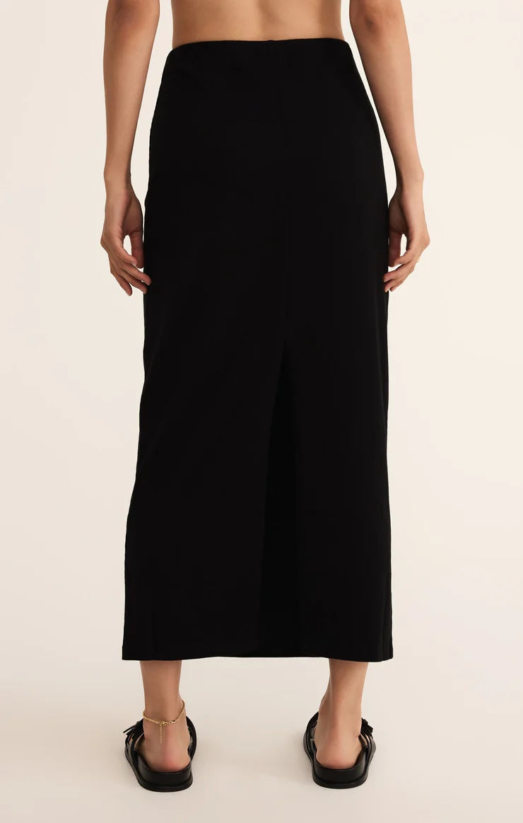 Z Supply Gail Midi Skirt | True Black, Designed in the USA