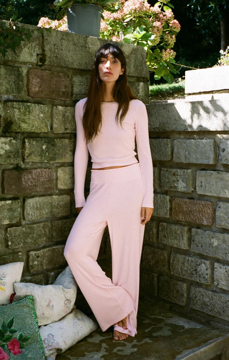 Z Supply Dawn Lux Rib Pant | Whisper Pink, Designed in the USA