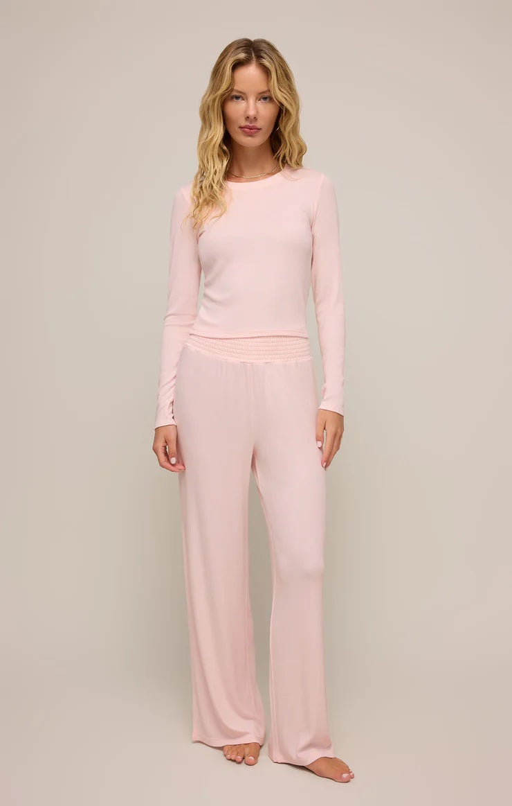 Z Supply Dawn Lux Rib Pant | Whisper Pink, Designed in the USA