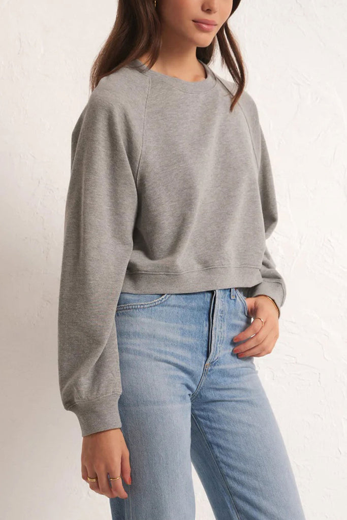 Z Supply Colour Crop Out Sweatshirt | Classic Heather Grey 