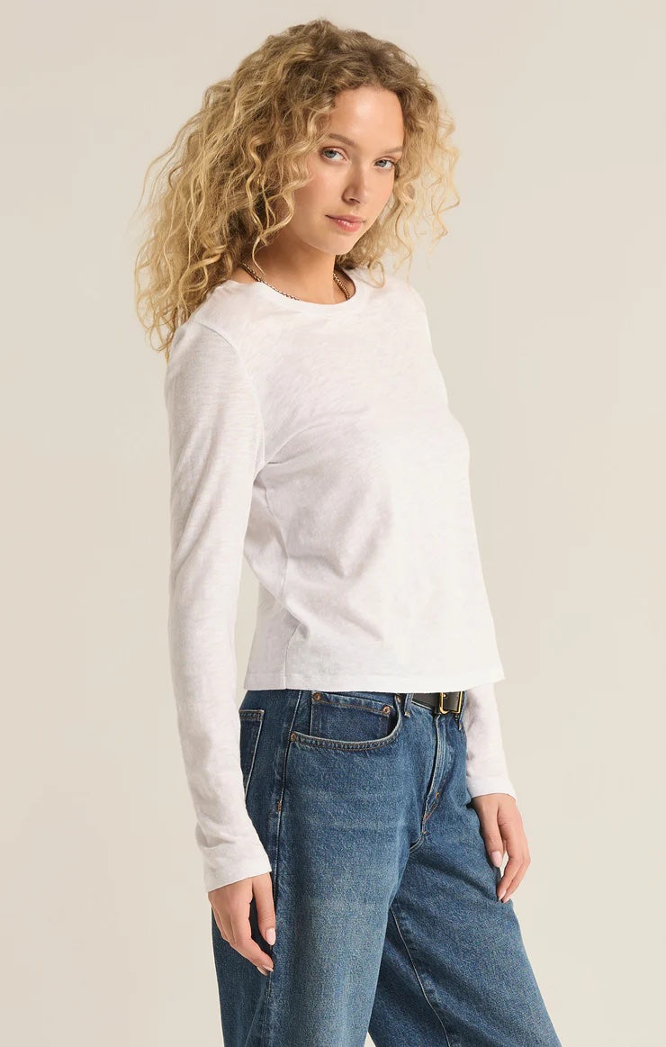 Z Supply Modern Slub Long Sleeve Tee, White | Designed in the USA