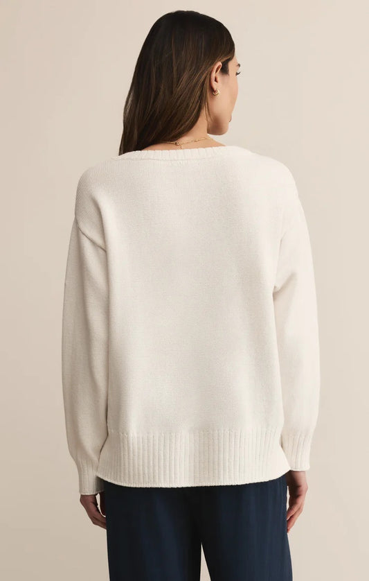 Z Supply All Around Sweater | White, Designed in the USA