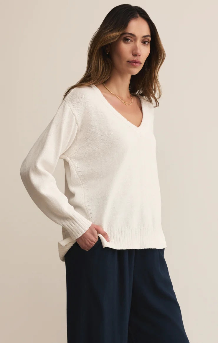Z Supply All Around Sweater | White, Designed in the USA