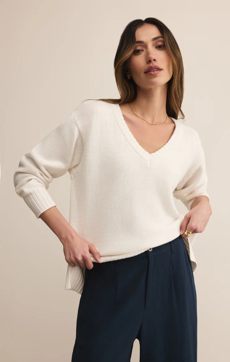 Z Supply All Around Sweater | White, Designed in the USA