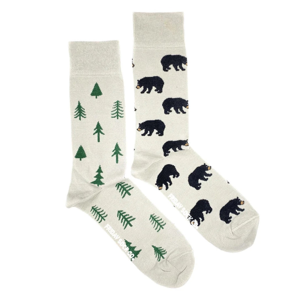 Friday Sock Co. - Men's Mismatched Socks - Bear and Tree