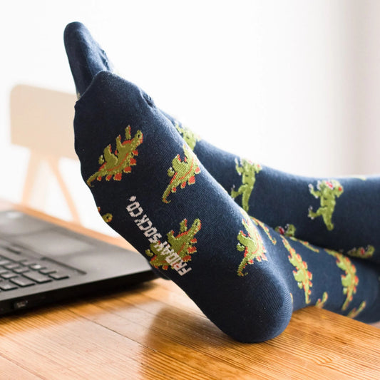 Men's Mismatched Socks - Green Dino