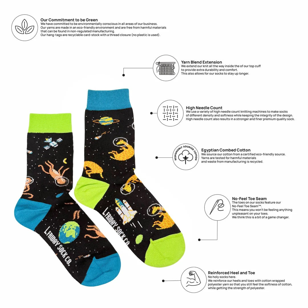 Friday Sock Co. Kids' Mismatch Socks | Animals in Space