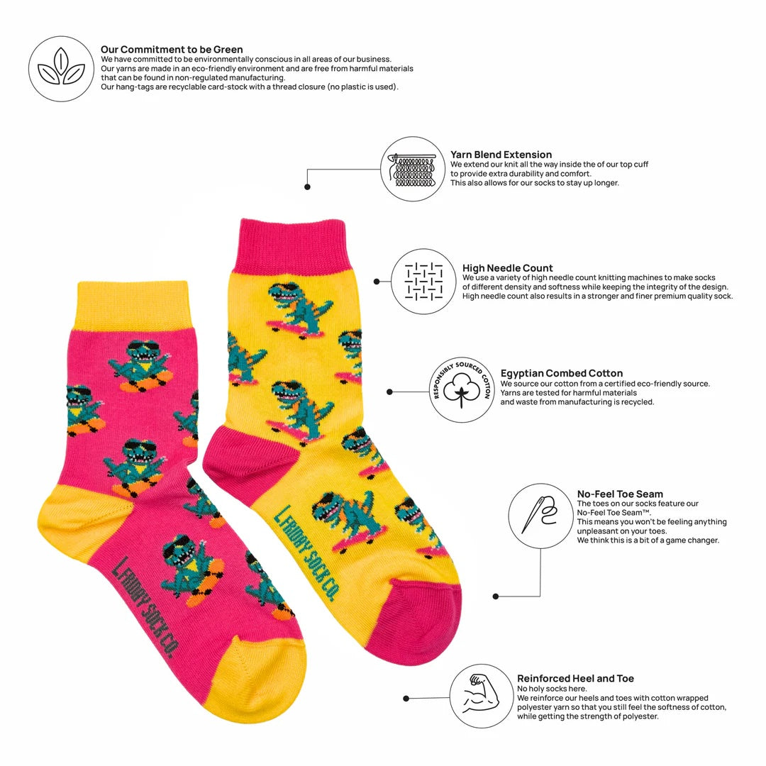 Friday Sock Co. Kids' Mismatch Socks | Dinos on Skateboards