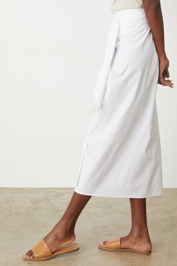 Velvet Leena Tie Front Skirt | White, Designed in the USA