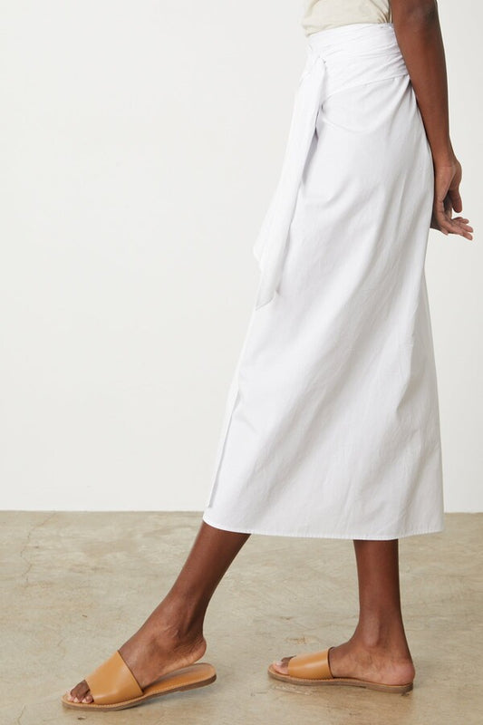 Velvet Leena Tie Front Skirt | White, Designed in the USA