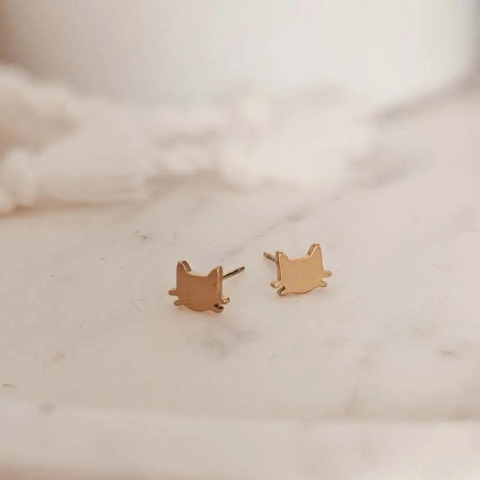 Mimi & August Gold Plated Stud Earrings | Cats, Made in the USA