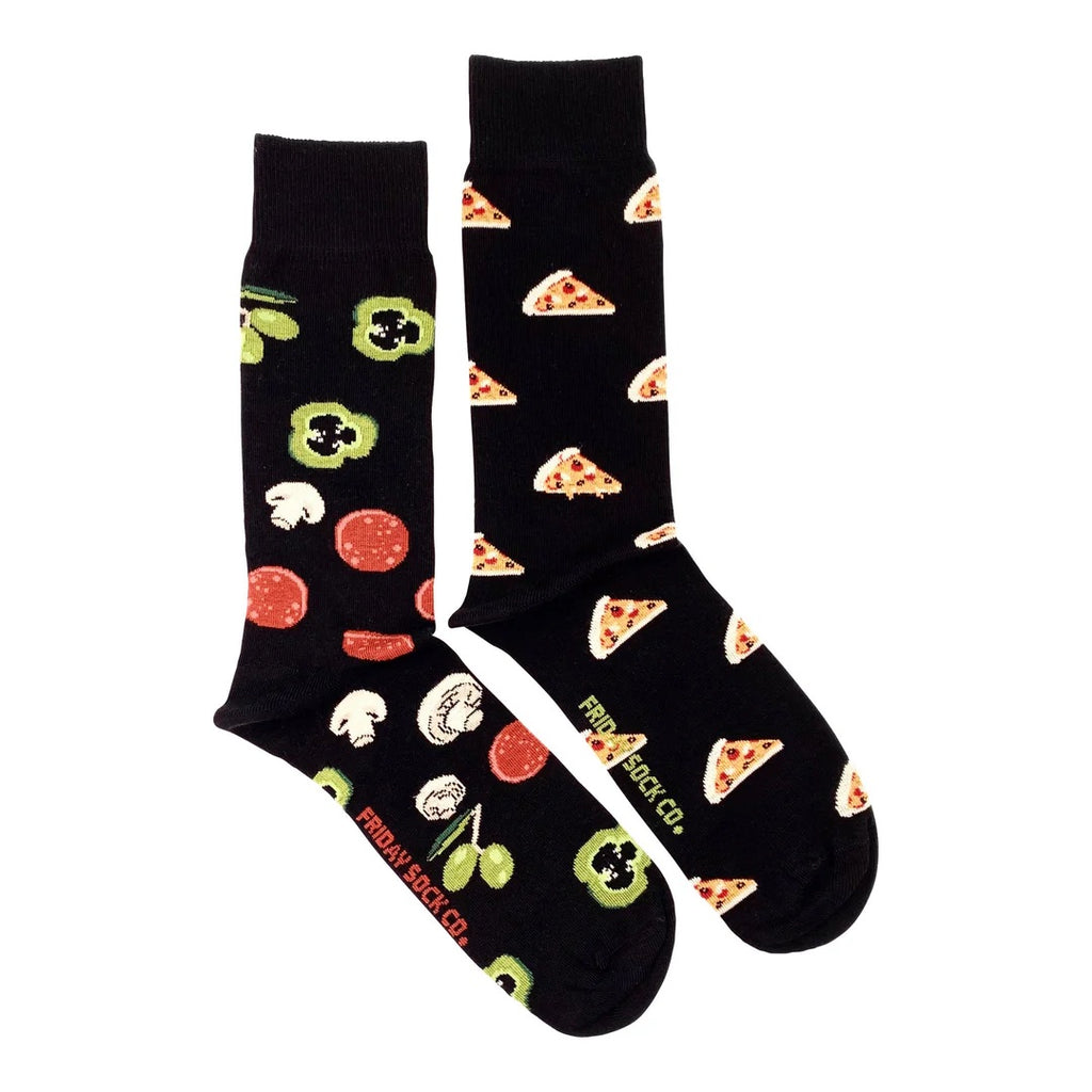 Friday Sock Co. - Men's Mismatched Socks - Black Pizza
