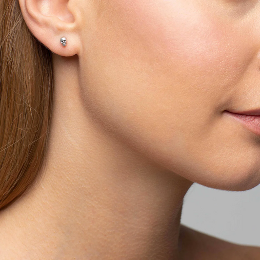 Mimi + Marge - Mini Skull Stud Earrings - Silver