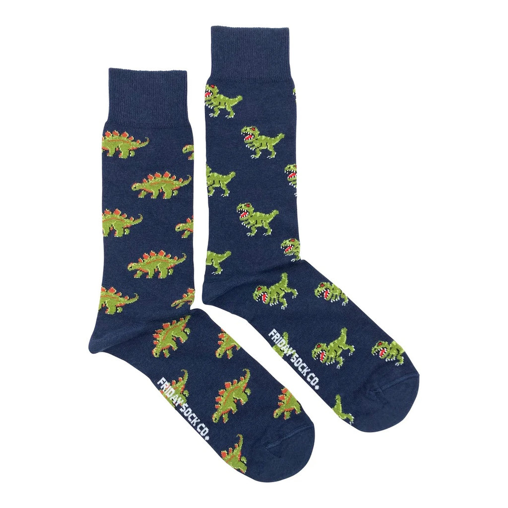 Friday Sock Co. - Men's Mismatched Socks - Green Dino