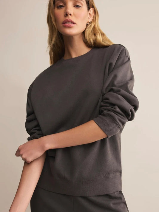 Classic Boyfriend Fleece Sweatshirt - Washed Black