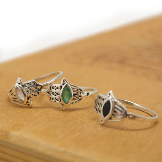 twang and pearl sterling hamsa ring