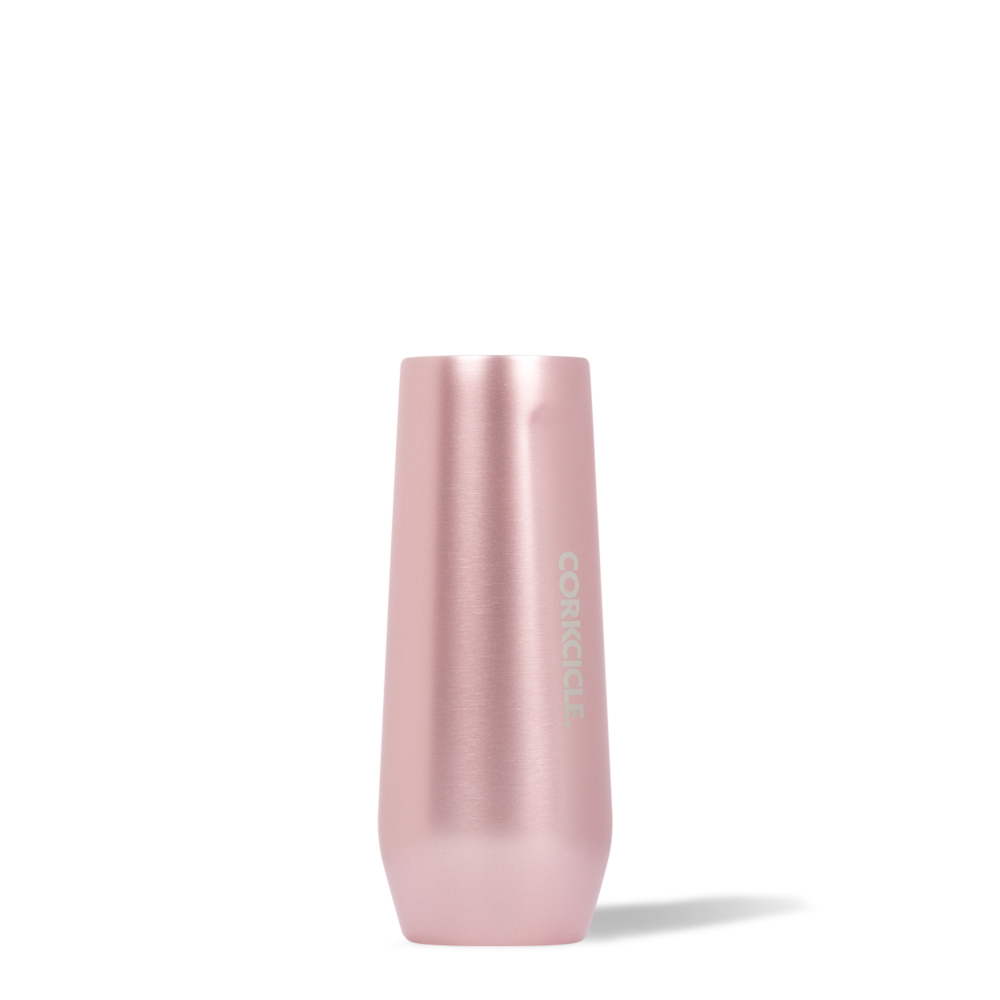 Corkcicle Stemless Insulated Stainless Flute 7oz | Rose Metallic