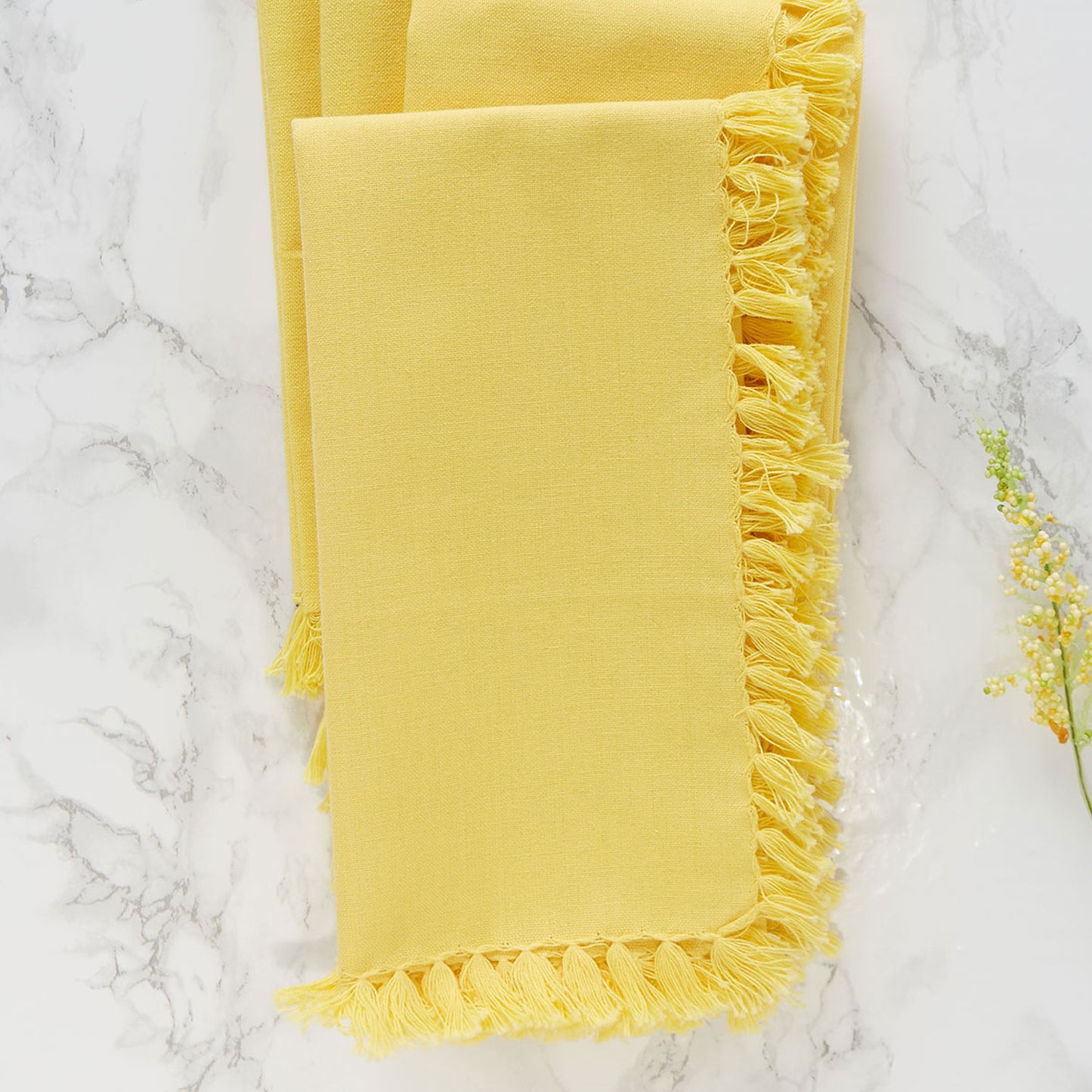 April Cornell Fringed Cotton Napkins Set of 4 Yellow