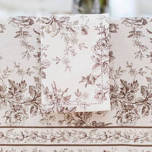 April Cornell Printed Napkins Set of 4 | Rosalind Chocolate, Cotton