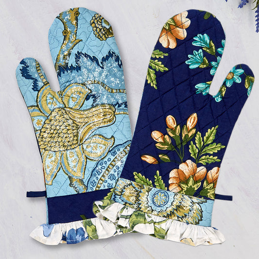 April Cornell Cotton Oven Mitt | Winter Provence Patchwork