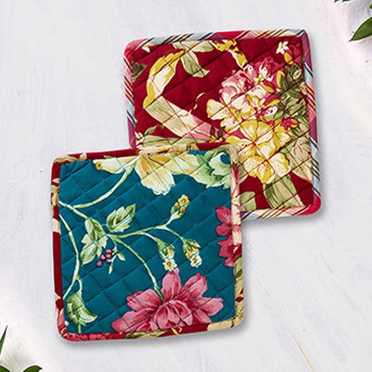 April Cornell Cotton Pot Holders | Cranberry Cocktail Patchwork