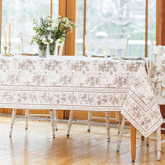 April Cornell Cotton Tablecloth Rosalind Chocolate | Designed in Canada
