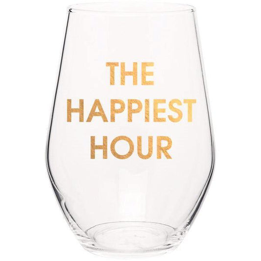 Stemless Wine Glass - Happiest Hour