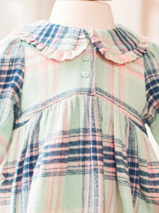 April Cornell Cozy Plaid Baby Dress - Hazel Blue