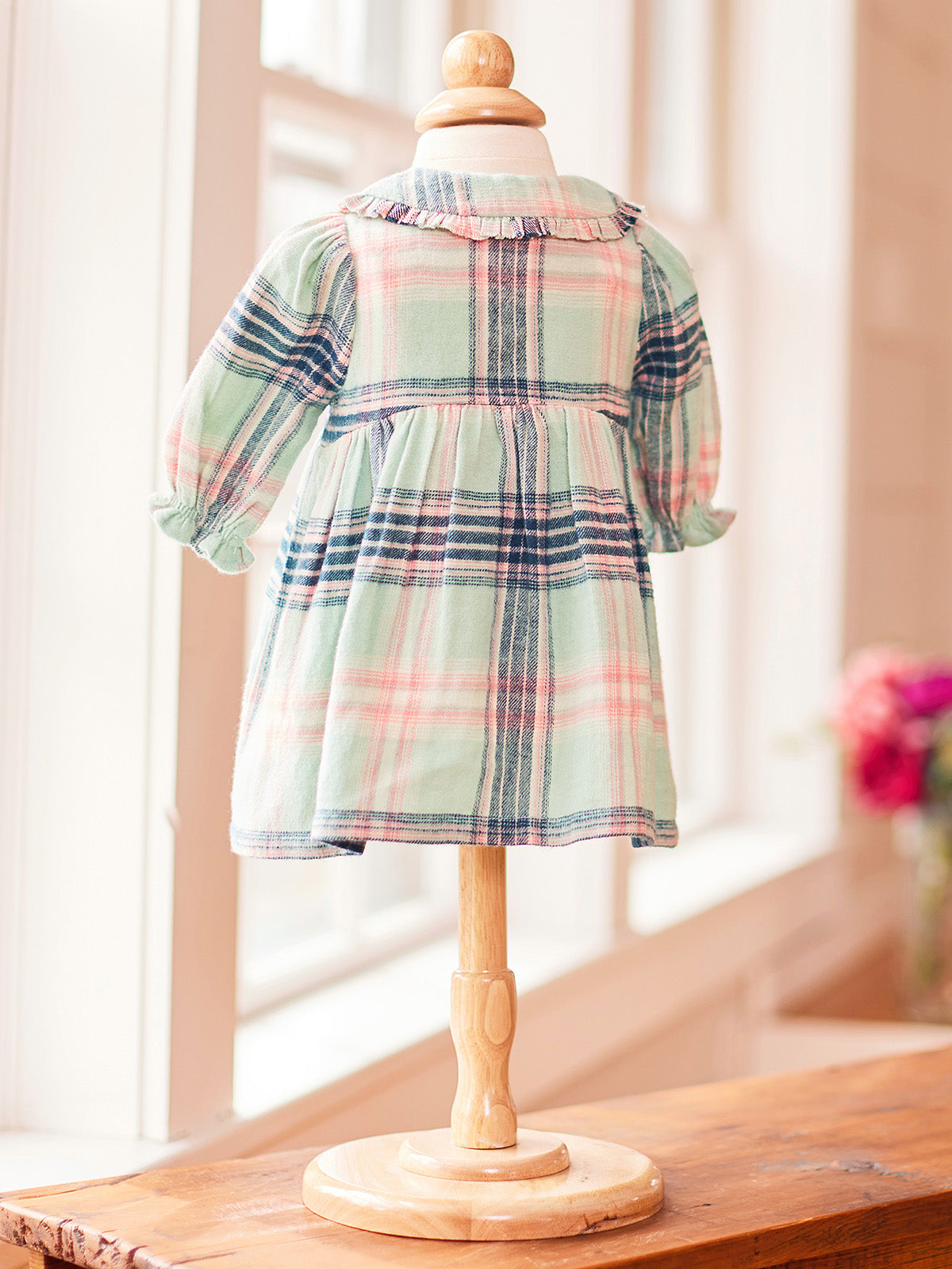 April Cornell Cozy Plaid Baby Dress - Hazel Blue