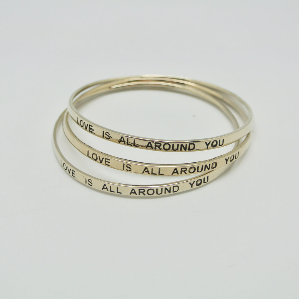 twang and pearl love is all around you bangle silver