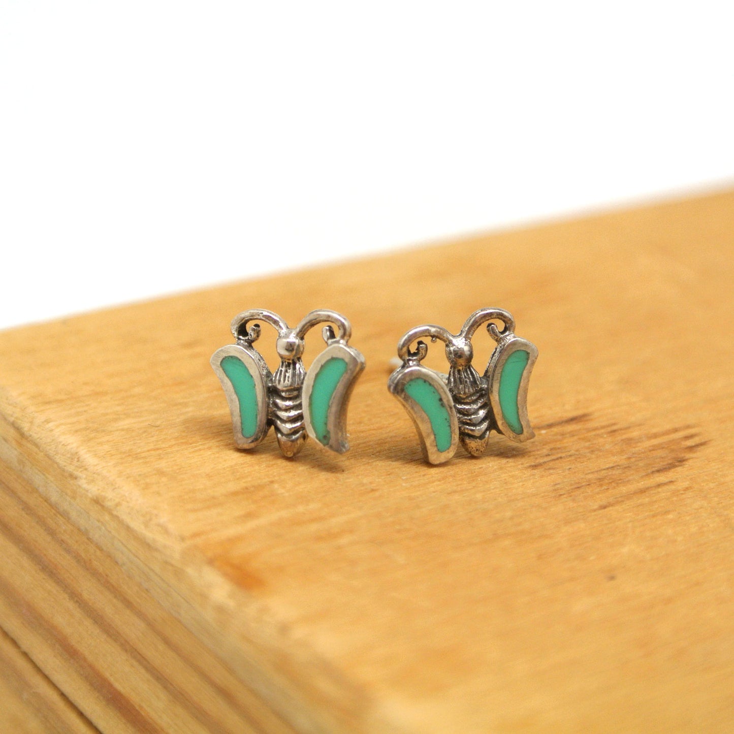 twang and pearl sterling silver studs winged friends butterfly turquoise