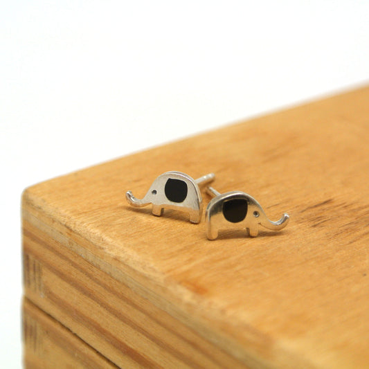 twang and pearl sterling silver studs elephants onyx