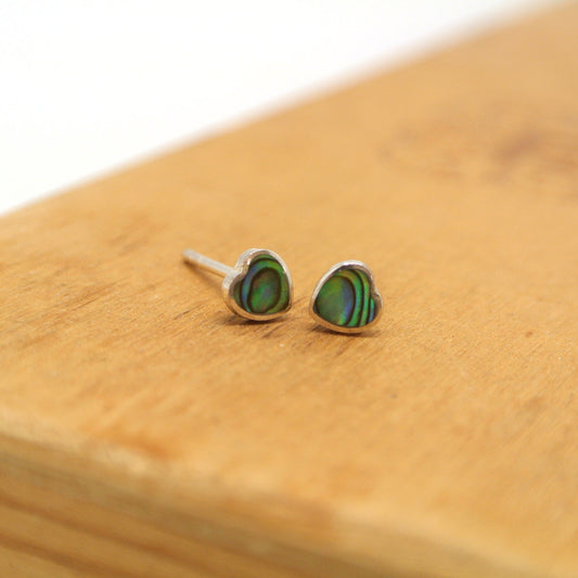 twang and pearl sterling silver studs hearts mother of pearl