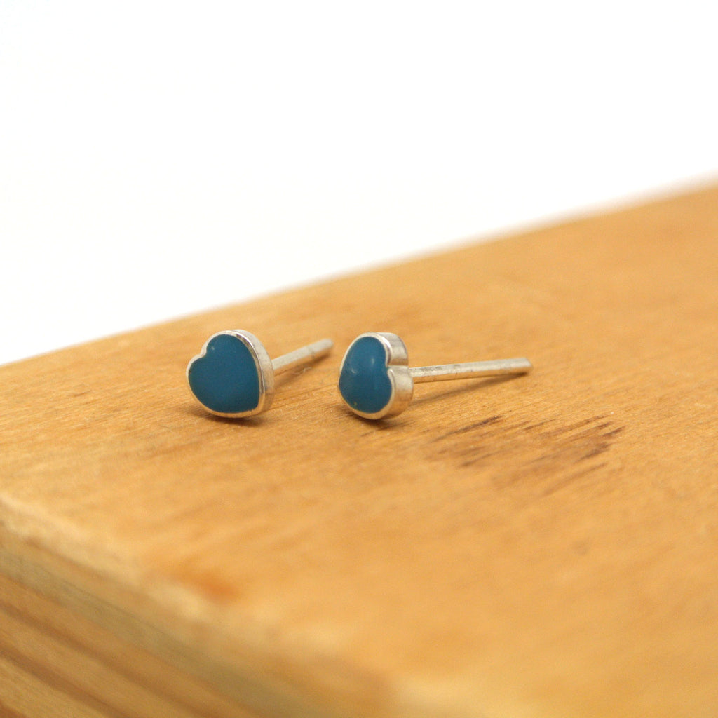 twang and pearl sterling silver studs hearts turquoise