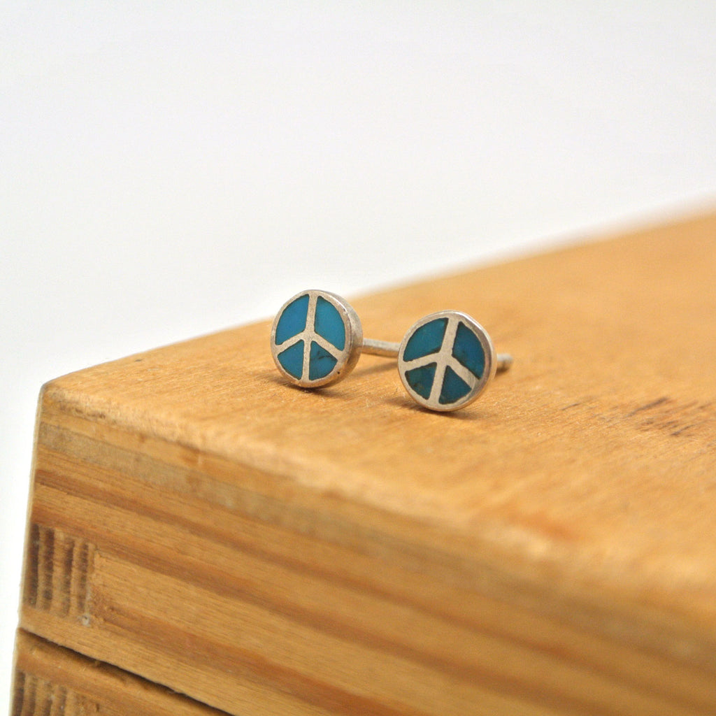 twang and pearl sterling silver studs peace turquoise