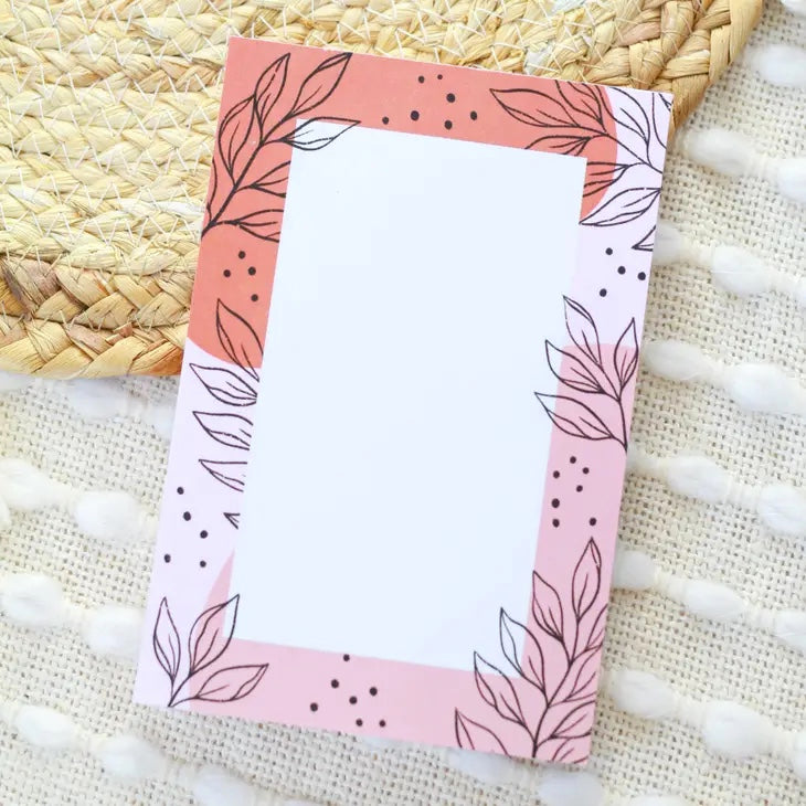 Elyse Breanne Design Notepad | Pink Leaves, 4x6