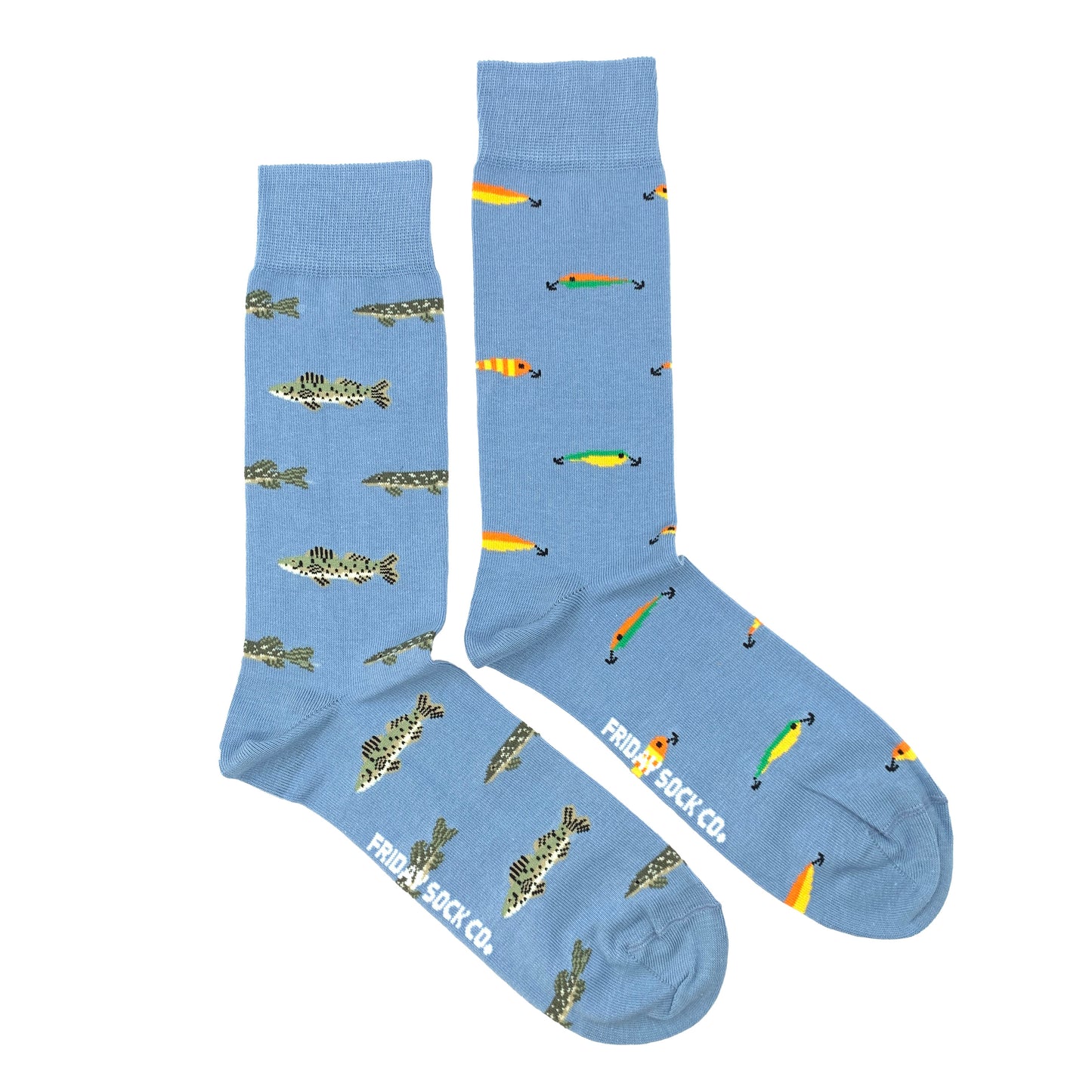 Friday Sock Co Mens Mismatched Socks Fish and Lures at Twang and Pearl