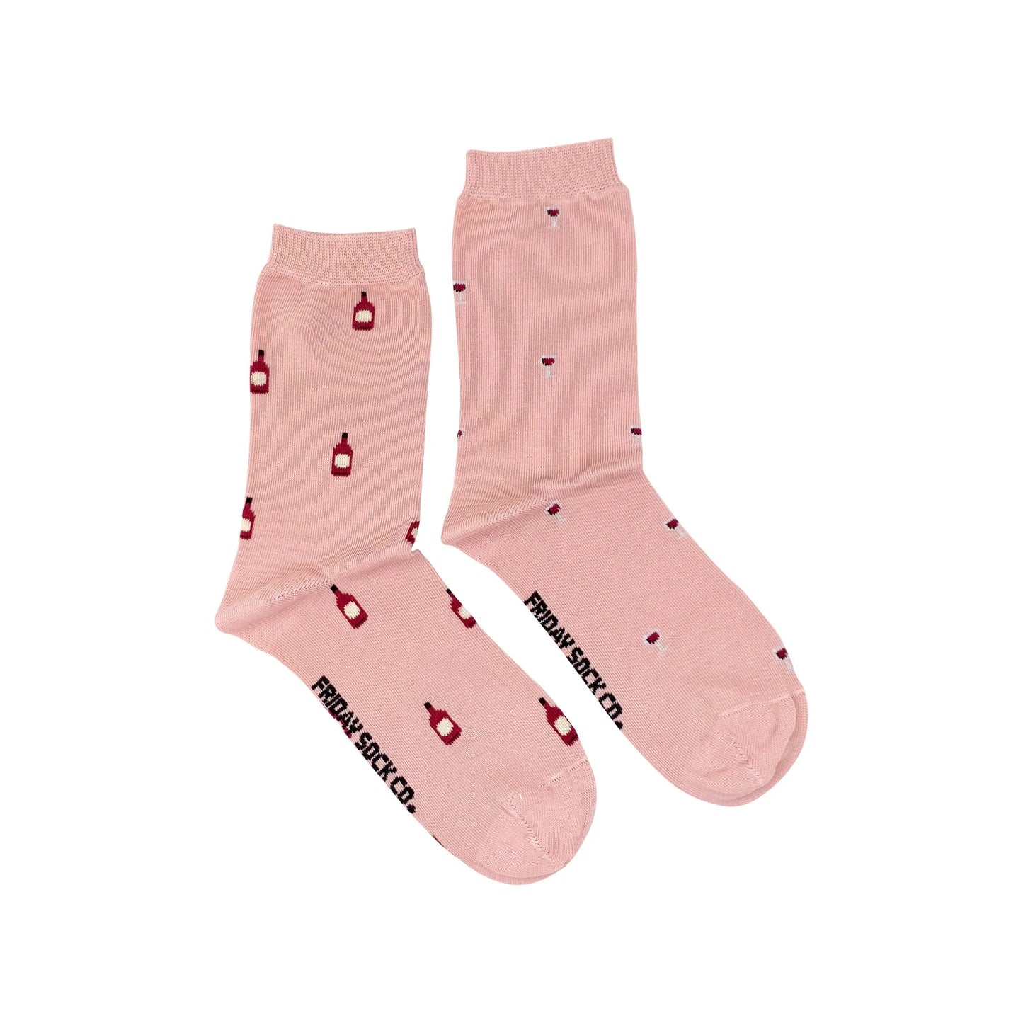 Friday Sock Co. Women's Mismatched Crew Socks - Tiny Red Wine